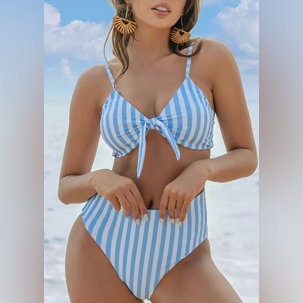 NWT Women’s Striped Tie Knot Bikini 2pc